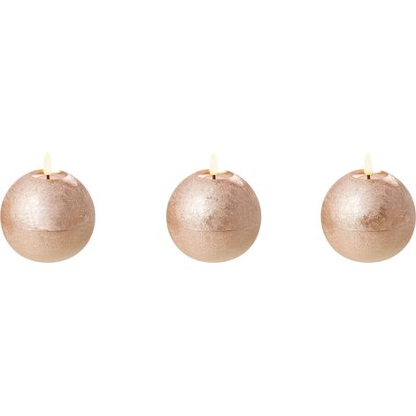 LED Kerzen 3er Set AMBROSIA 11 cm Gold