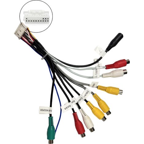 Câble Adaptateur RCA Stéréo de Voiture Audio Vidéo AUX Câble pour Autoradio Faisceau de Câblage RCA avec Subwoofer Vidéo Entrée-Sortie Port de Microphone (1/5)