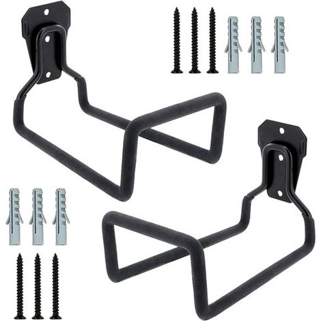 Gartenschlauchhalter Metall Gartenschlauchregal Aufbewahrung für Gartenschläuche Robuste Wandmontage Gartenschlauchhalter Schwarz 2er Pack (1/5)