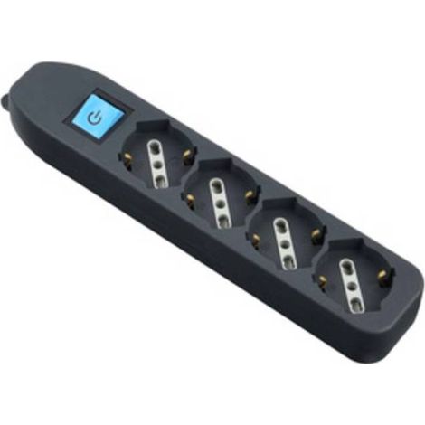 MULTIPRESA 4P BIP/SCHUKO+INTERR S/CAVO NERO FIG.9
