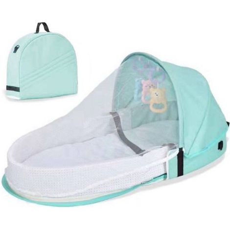 Berceaux pour bébé, lit bionique, moustiquaire, berceau pliable, tour de lit, nid de voyage extérieur, panier de couchage - Vert - (1/4)