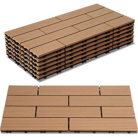 Wolketon WPC Terrassenfliesen 30x60 cm Teakfarben 18 Stück 3 m² Klickfliesen Garten Balkon (1/5)