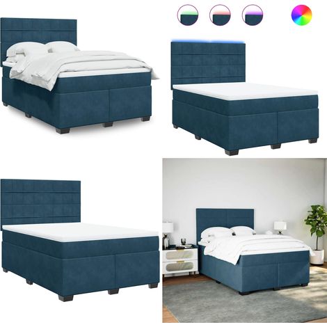 vidaXL Boxspringbett mit Matratze Blau 160x200 cm Samt (1/5)
