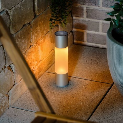 esotec Solar ALU-Standleuchte Pole Light bernsteinfarbene LED H=30cm Akku 103303