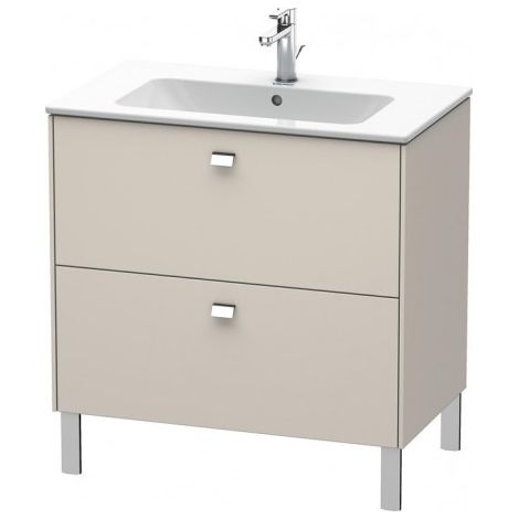 Duravit Meuble sous-lavabo Brioso sur pied 82,0 x 47,9 cm, avec 2 tiroirs, avec découpe pour siphon et tablier, pour lavabo ME by Starck 233683, Couleur (avant/corps): Décor Taupe Mat, manche chromé - BR440201091