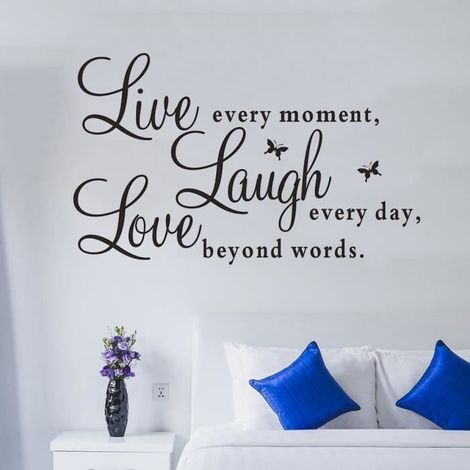 Stickers Muraux Live Love Laugh, Vinyle Inspiration Famille Citation Stickers Muraux Art pour Chambre Salon Décorations pour la (1/4)