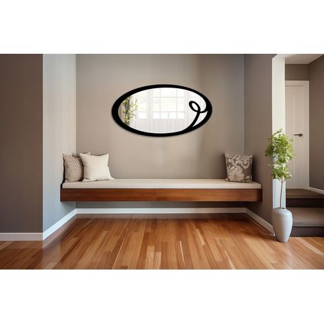 Miroir incassable en PVC haute densité modèle PRISCILLA couleur noir dimension 70x35 cm - Dimension : 70x35 cm