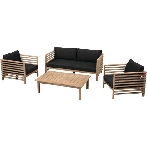 Inko 4-teilige Lounge-Sitzgruppe Jasper Akazienholz Teak-Optik mit Tisch 120x80 cm Loungegruppe (1/5)