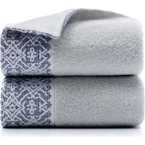 Lot de 2 serviettes grises 100% coton, douces et absorbantes. (1/5)