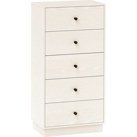 Cassettiera a 5 cassetti, mobile contenitore alto e stretto, stile moderno per camera da letto e soggiorno - 47x29x95 cm, color crema