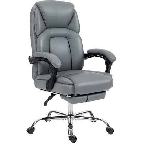 HOMCOM Office Chair, Computer Desk Chair with Spring Cushion, Grey