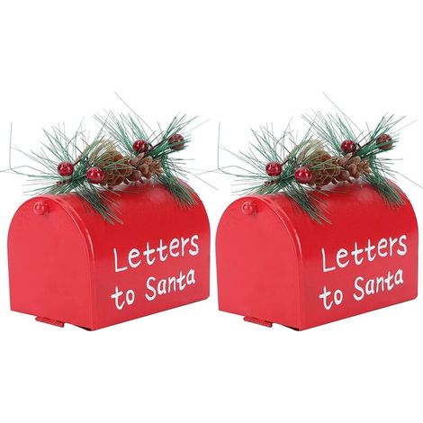 Lot de 2 mini boîtes aux lettres Père Noël à suspendre, pendentifs pour arbre de Noël – DELKEVIC