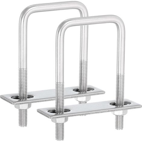 Sätze von quadratischen U-Bügeln aus Edelstahl 304, Innenbreite 50 mm, Länge 100 mm M8 mit Muttern, Rahmenplatte und Dichtung für Pkw (1/5)