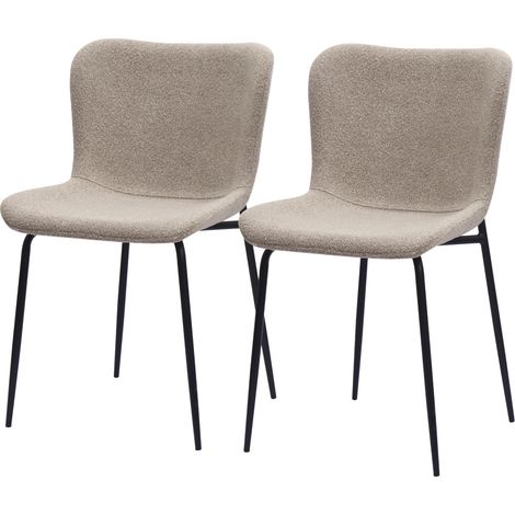 Lot de 2 chaises de salle à manger à dossier haut arrondi, tissu et pieds métal, khaki, style moderne confortable pour cuisine, salon ou bureau  CHICFURN (1/5)