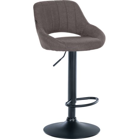 Tabouret de bar x1 réglable en hauteur en tissu gris dossier ajouré et pied métal noir 100005728