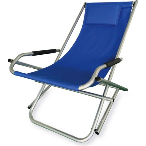 sdraio da giardino essenza "elba" in alluminio e pvc blu 60x97x70 cm