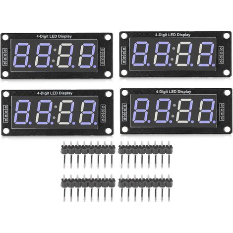 4 Modules d'affichage LED TM1637 7 segments avec tubes numériques 4 chiffres 0.56 pouces bleus pour horloge