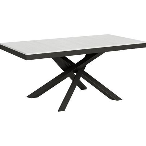 Table extensible 6 à 18 personnes blanche et pieds entrelacés anthracite L 160 à 420cm Klass (1/5)