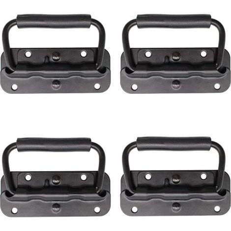 4 Pièce Poignée de Flight Case, Poignée à Ressort de Boîte à Outils, Traction Poignée Pliante à Ressort, Remplacement et Installation de la Poignée pour Boîtes à Outils ou Boîtes de Rangement (1/4)