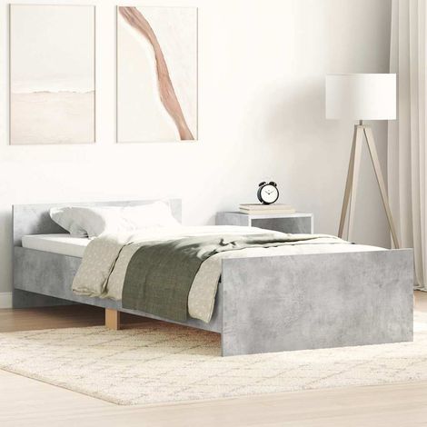 Bettgestell Betongrau 75x190 cm Holzwerkstoff (1/4)