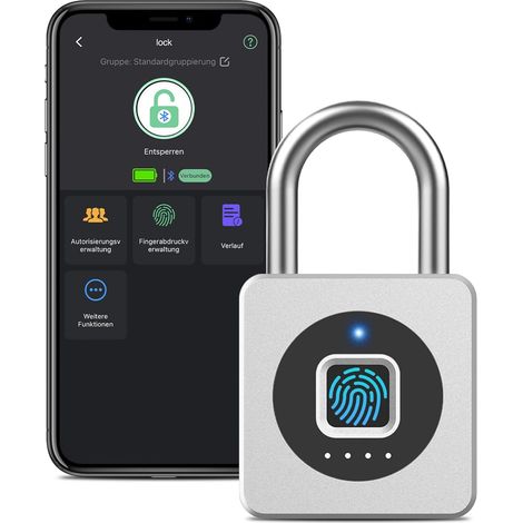 Cadenas à empreintes digitales, pour salle de sport, Bluetooth avec empreintes digitales, cadenas étanche pour bagages, entrepôts, voiture de garage, casier (1/5)