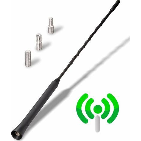 Antenne voiture 28 cm – Caoutchouc de protection solaire – Réception FM et DAB – Installation facile avec adaptateurs inclus (1/5)