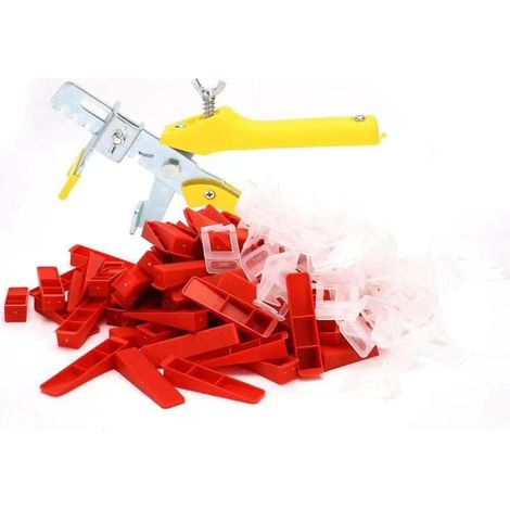 fliesen nivelliersystem 2mm, 401 Teiliges Nivelliersystem, 300 Zuglaschen, 100 Keile und zange, Fliesen Werkzeug für die Steinverlegung (1/4)