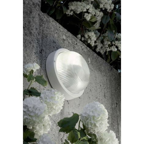 Plafoniera Tonda a Muro Illuminazione Esterno Lampada a Parete Vetro Luce Sovil - Colore: Bianco (1/5)