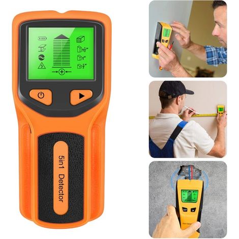 Détecteur de montants muraux 5 en 1, scanner mural numérique, détecteur de métaux avec écran LCD et alarme (piles non incluses) (1/5)