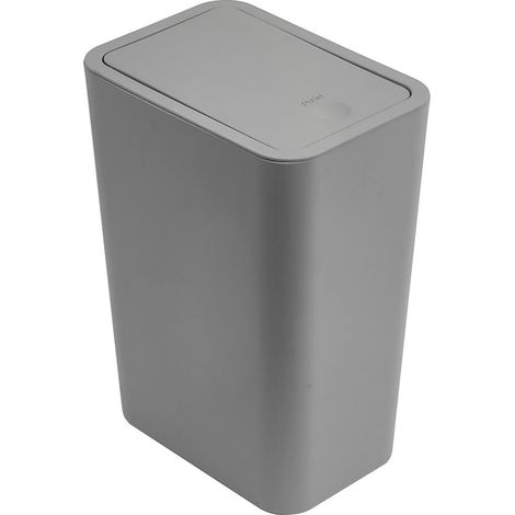 Cubo de basura，9 litros，modelo estrecho con tapa，Tapa abatible antiolor，dormitorios y aseos，33,3 x 22,2 x 15,7 cm，Gris (1/5)