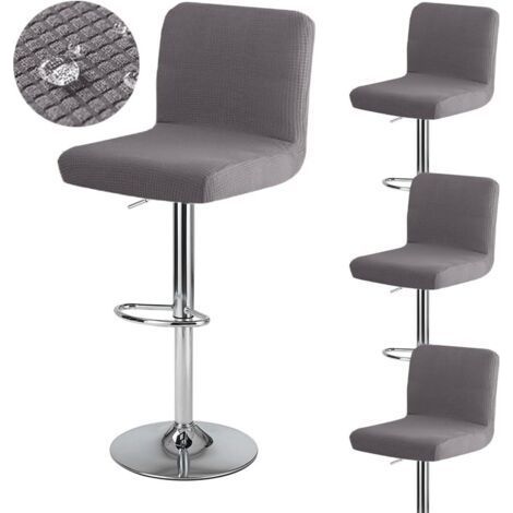 LAN Barhockerbezug mit Rückenlehne, wasserdicht, dehnbar, waschbar, drehbar, 4er-Set, dunkelgrau (1/5)