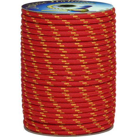 006006589 Treccia corit rossa, 8 mm - 30 mt, Corda intrecciata multiuso resistente ai raggi U.V. e all'abrasione, per attività all'aperto, giardino, mare, guinzagli e fai da te, rottura 700 kg (1/4)