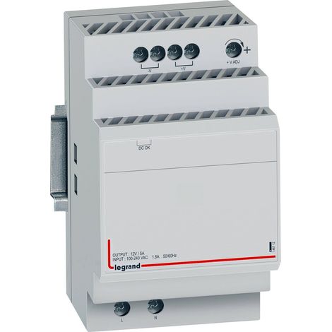 Alimentation modulaire à découpage monophasée entrée 100V à 240V et sortie 12V= - 54W - 4,5A - 3 modules - LEGRAND (1/3)