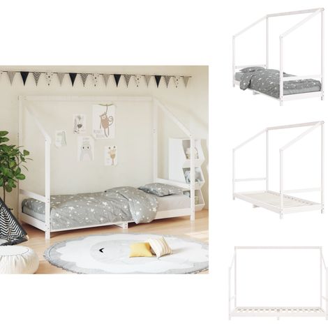 Cadre de lit pour enfants blanc 80x200 cm bois de pin massif - Lit Bébé - Lit Enfant - Mobilier Enfant - Lit Design Enfant - Cadre Lit Enfant (1/5)