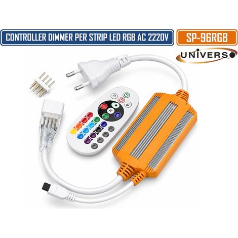 UNIVERSO SP-96RGB DRIVER CONTROLLER DIMMER PER STRIP LED RGB AC 220V IP65 CON TELECOMANDO IR – 1200W (1/3)