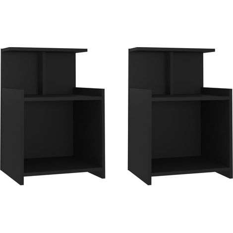 Set di 2 comodini con ripiano 40 x 35 x 60 cm in truciolare nero DEC035557