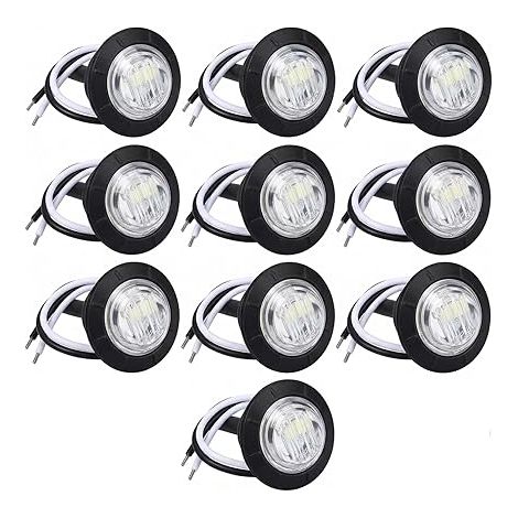 Feux de Gabarit pour Remorque et Feu Position Latérale Universel LED Rond Étanche Lampe Véhicule Blanche 12-24V Éclairage Automobile IP68 (1/5)