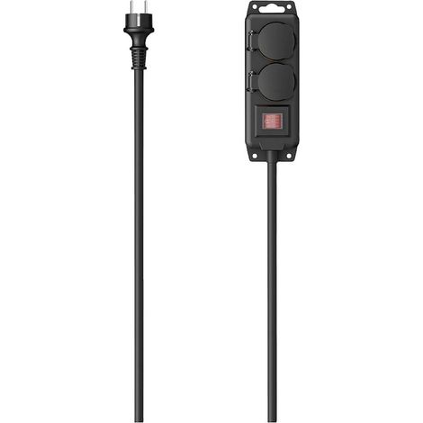 Multiprise Etanche 2 Prises 16A avec Interrupteur, Rallonge 2m, Noir
