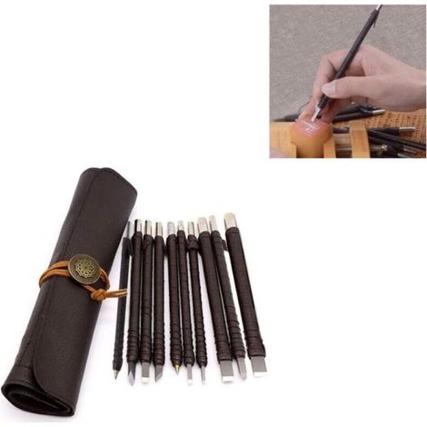 10Pcs Stone Carving Tool Chisels, Tungsten Steel Carving Tools Wood Stone Carved Section Carbide Professional Artistic Tool (1/5)