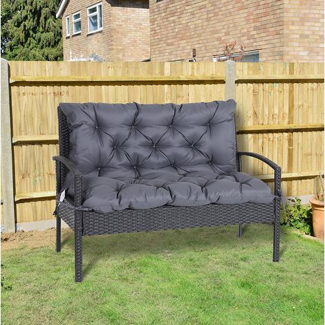 Gartenbankkissen 100 x 98 x 8 cm mit Rückenlehne, Polyester, dunkelgrau HAVRYA (1/5)