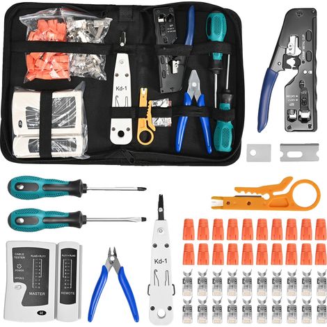 Kit d'outils réseau, outil de sertissage, testeur de câble, noir (1/2)