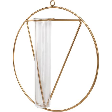 Vase Décoration Rétro en Verre Doré pour Fleurs et Plantes Unique et Mural Fonction de Mise en Valeur Intérieure Design Simple pour Salon et Mariage (1/5)