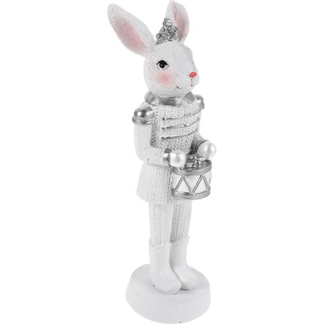 Figurine de Lapin Casse-Noisettes en Résine Argentée, Décoration de Pâques Résistante la Décoloration et Solide pour Maison et Bureau Printemps (1/5)