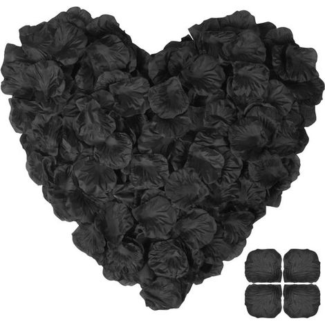 1200 pétales de rose artificiels, fleurs artificielles, roses en soie, confettis pour décoration de mariage, fête, Saint-Valentin romantique, demande en mariage, rendez-vous (Noir) (1/5)
