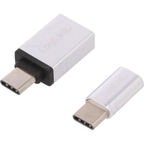 Adaptateur- USB 2.0 - USB 3.0- port USB B micro - USB A femelle - USB C prise male - aluminium mat