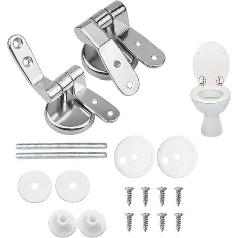 YMYNY Attaches Charnière Abattant WC, Lot de 2 Charnières de Rechange pour Lunette de Toilette avec Fixations en Alliage,charniere abattant wc (1/4)