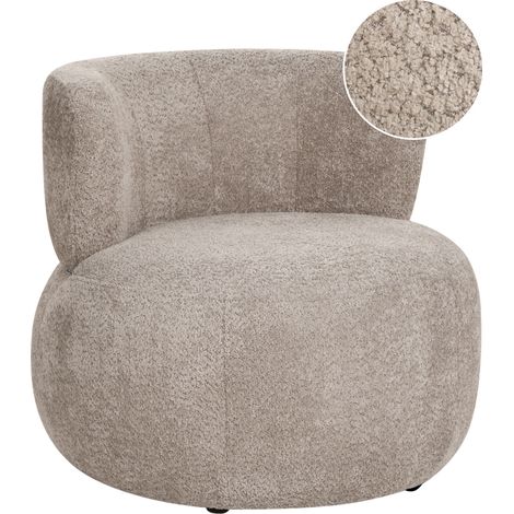 Sillón tapizado en chenilla con respaldo curvo asiento moderno escandinavo gris pardo Volda (1/5)