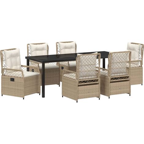 Maison Exclusive - Garten Essgruppe 7 pcs Beige und Cremeweiß Pol