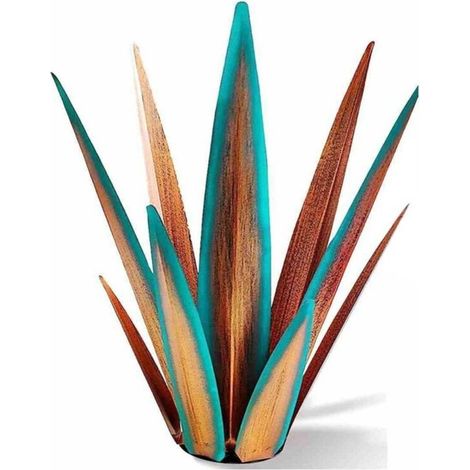 Grande Sculpture Rustique Tequila, Plantes D'Agave en MéTal pour Patio ExtéRieur, DéCoration D'IntéRieur Peinte à la Main 55Cm (1/4)