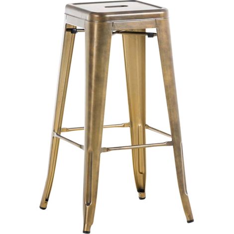 Tabouret de bar style industriel en métal doré 100000242